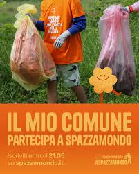 SPAZZAMONDO cittadini attivi per l'ambiente. SABATO 23 MAGGIO 2026, ORE 9:30. Iscriviti entro il 21 maggio!