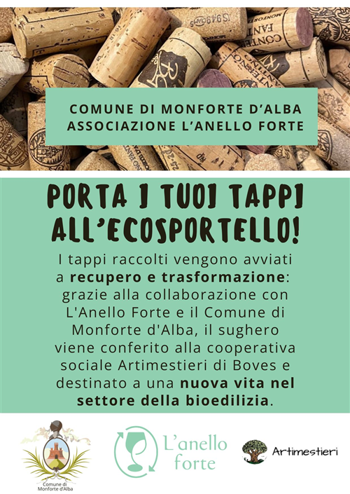 Raccolta dei tappi in sughero presso l’ecosportello comunale
  
